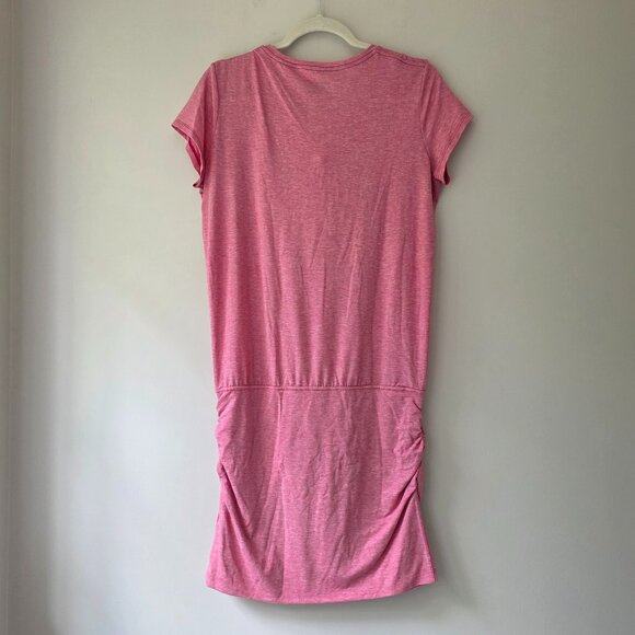 PATAGONIA W's Glorya T Shirt Dress | Small | Pink Ruched 50+ UPF Short Sleeves - Picture 4 of 9